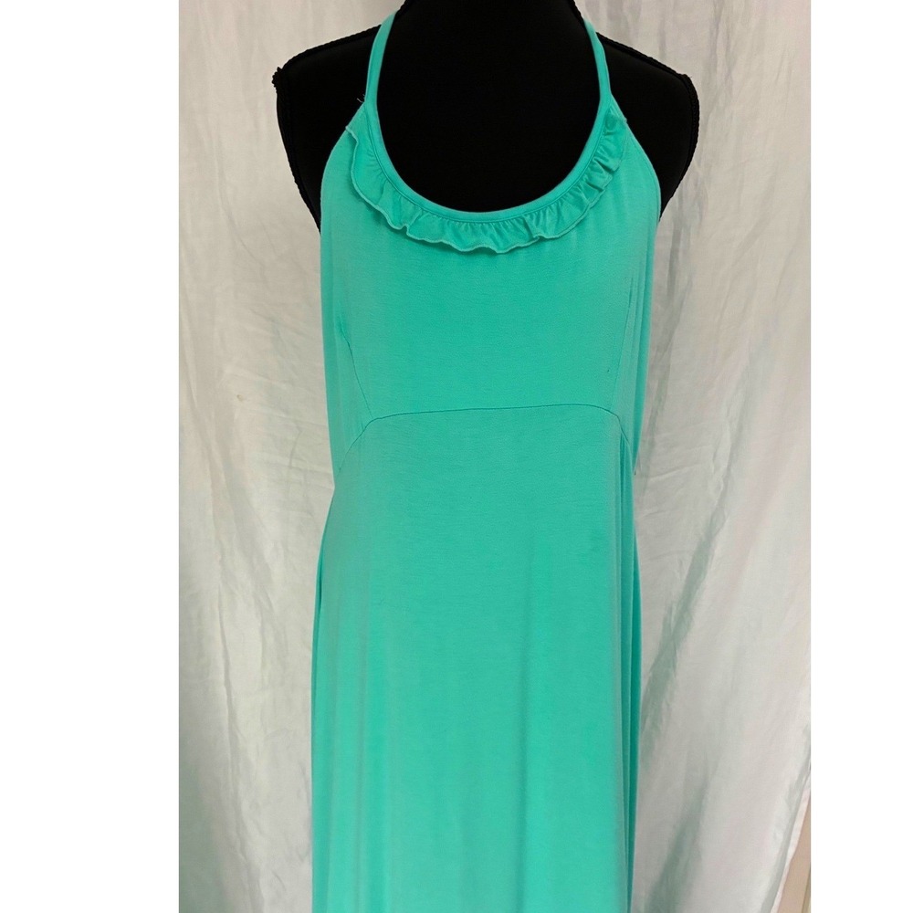 Joe Boxer Cover Up Dress Womens XL Turquoise Ruffle Halter Maxi Beach Vacation